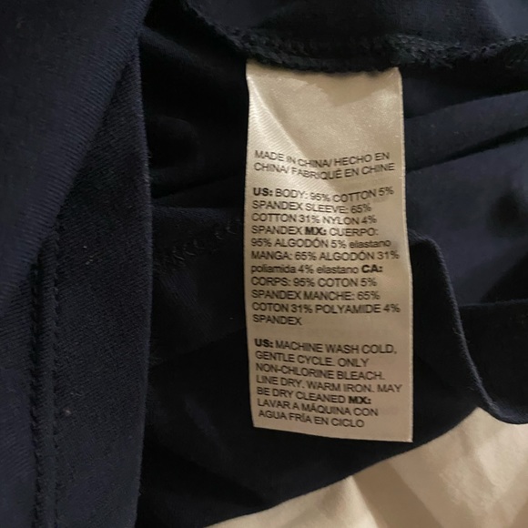 🎉HP🎉NWOT CHICO’S Navy Ruffled Knit Woven Tiered Sleeve Blouse Top Size 16 - Picture 4 of 9